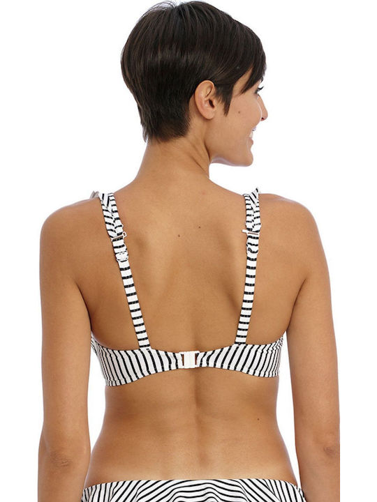 Underwire Bikini Bra with Ruffles Jewel Cove with Adjustable Straps Multicolour Striped
