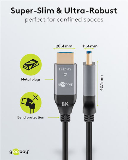 Goobay HDMI 2.1 Ultra High Speed 48Gbps 4K 120Hz HDR VRR Cable HDMI Male - HDMI Male 40m Black