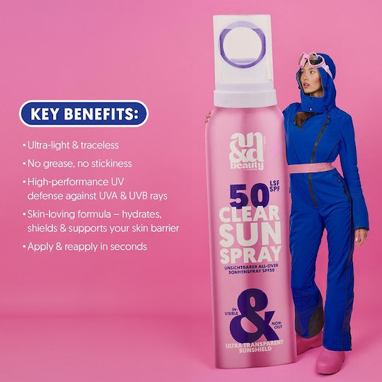 AndBeauty Clear Sun Αδιάβροχο Αντηλιακό Προσώπου και Σώματος SPF50 σε Spray 100ml