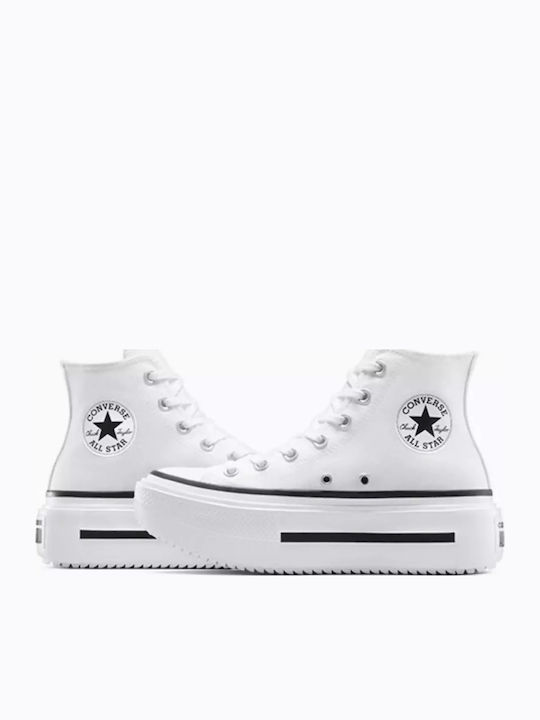 Damen Flatforms Stiefel Weiß
