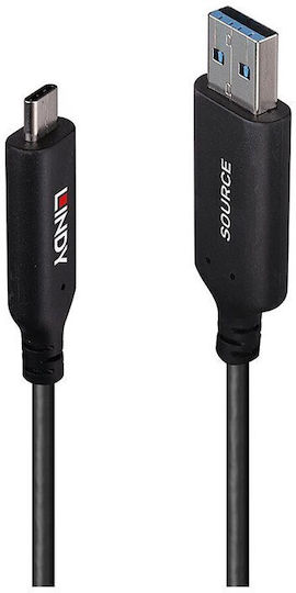 Lindy USB 3.2 Cable USB-C male - USB-A Μαύρο 25m 43396