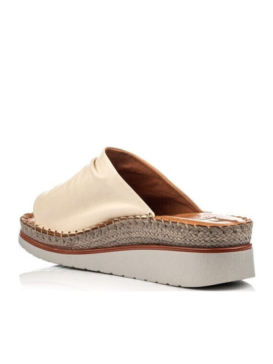 Women's Leather Platform Wedge Sandals White