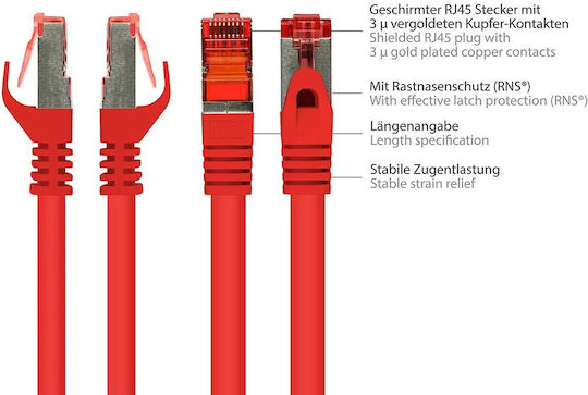 Alcasa S/FTP Cat.6 Gigabit Network Cable Ethernet 0.5m Red