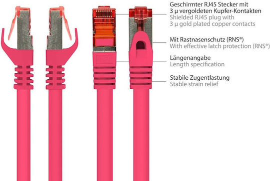 Alcasa S/FTP Cat.6 (Gigabit) Καλώδιο Δικτύου Ethernet 1.5m Μωβ