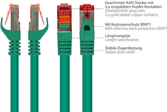Alcasa S/FTP Cat.6 (Gigabit) Cablu De Rețea Ethernet 0.15m Verde