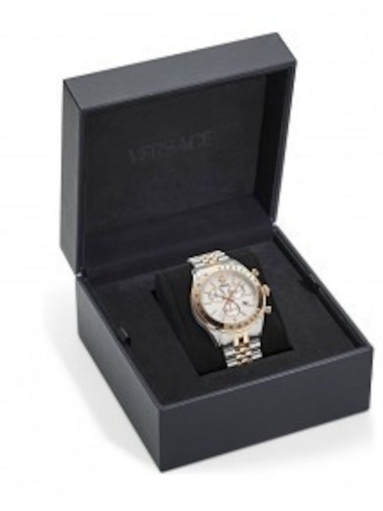 Versace Chrono Master Ανδρικό Ρολόι Μπαταρίας με Ασημί Μεταλλικό Μπρασελέ