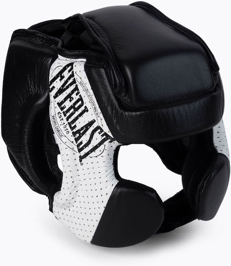 Everlast 1910 Adult Open Face Boxing Headgear Leather Black
