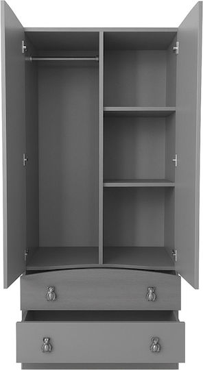 Δίφυλλη Ντουλάπα με 2 Συρτάρια Ροζ 80x54x189cm