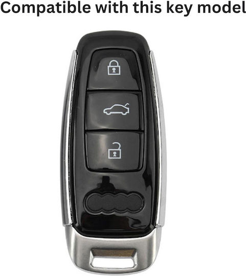 Carcasă de protecție premium pentru cheie Audi, material TPU de înaltă calitate, compatibilă cu A6 C8, A7, A8, Q8, Q7, S-line, RS, Allroad 2017-2021, negru auriu, Luvlu