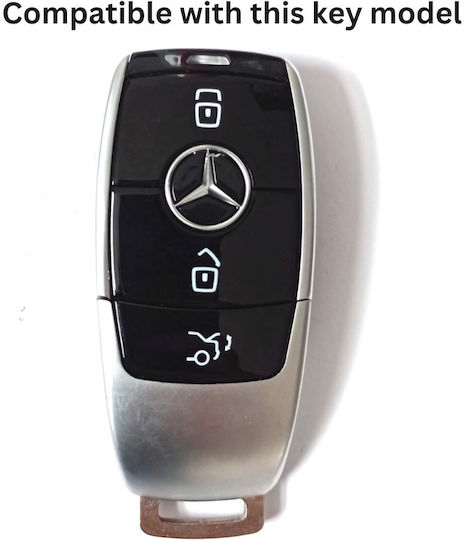 Husă de protecție premium pentru cheie Mercedes-Benz, material TPU de înaltă calitate, compatibilă cu A-Class, C-Class, E-Class, S-Class, GLS, GLA, GLK, GLB, GLE, AMG, EQS, EQC 2017+, alb auriu, Luvlu
