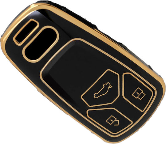 Husă de protecție premium pentru cheie Audi, material TPU de înaltă calitate, compatibilă cu A1 A3 A4 A5 Q3 Q5 Q7 TT S-line RS Allroad 2015+, negru auriu Luvlu