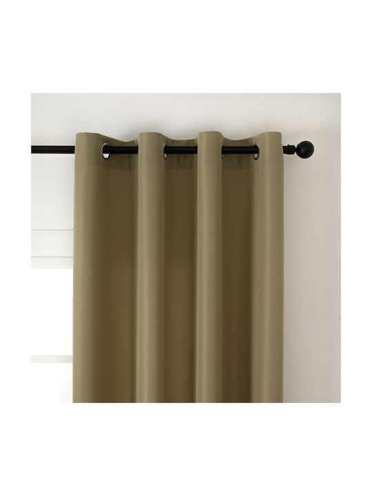 Beauty Home Κουρτίνα με Τρουκς Λαδί 150x260εκ.