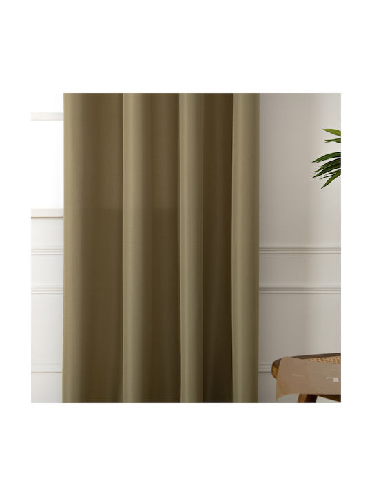 Beauty Home Κουρτίνα με Τρουκς Λαδί 150x260εκ.