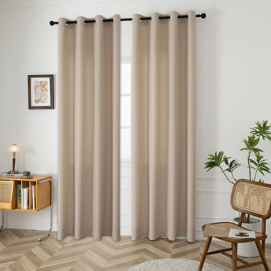 Beauty Home Κουρτίνα με Τρουκς Μπεζ 140x270εκ.