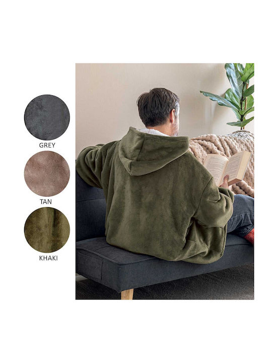 Palamaiki Huhu Κουβέρτα Fleece με Μανίκια 90x100εκ. Tan