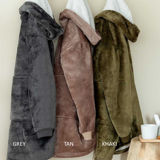 Palamaiki Huhu Pătură Polar Fleece cu Mâneci 90x100 cm Tan