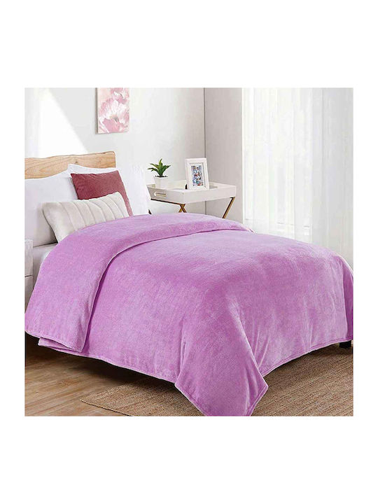 Dimcol Κουβέρτα Fleece Υπέρδιπλη 220x240εκ. Lila