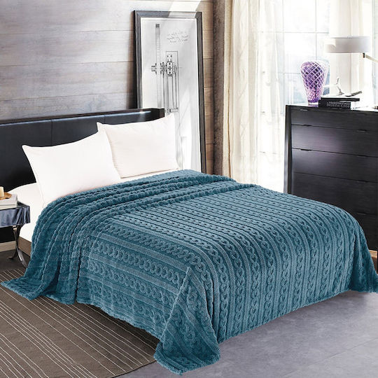 Silk Fashion Pătură Împâslită Super King 220x240 cm Albastră Silk Fashion Pătură Împâslită Super King 220x240 cm Albastră