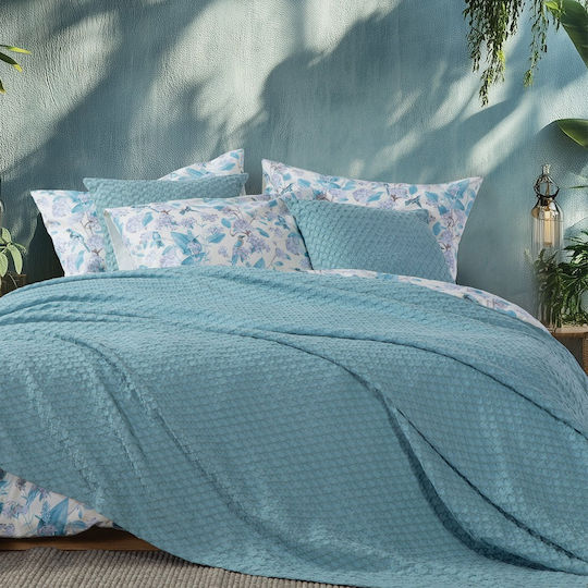 Nef-Nef Homeware Elmer Κουβέρτα Πικέ Μονή 160x240εκ. Aqua