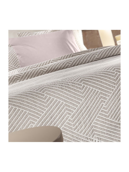Guy Laroche Lupo Κουβέρτα Πικέ Ημίδιπλη 180x260εκ. Beige/ White