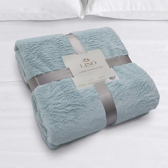 Lino Home Hare Κουβέρτα Γούνινη Διπλή 200x220εκ. Petrol