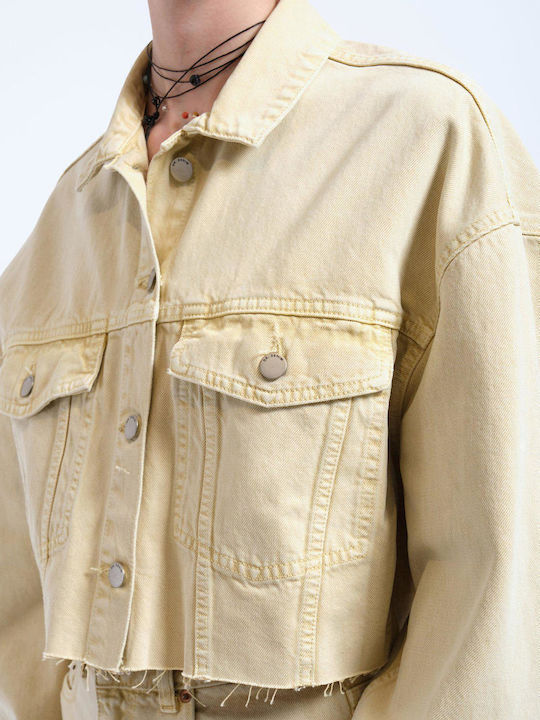 Women's Jean Jacket for Spring or Autumn Buff Yellow