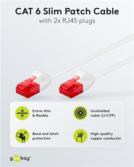 Goobay U/UTP Cat.6 (Gigabit) Network Cable Ethernet 0.15m White