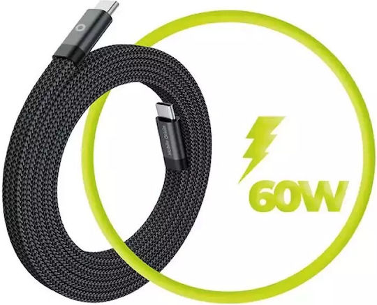 Mobile Origin Magnetic Flat USB 2.0 Cable USB-C Male - USB-C 60W PD Black 1m