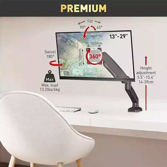 Barkan Halterung Auf dem Schreibtisch Monitor bis 29" mit Arm (M121P.B)