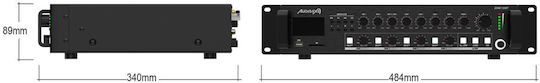 Audibax Zone 120BT Integrierter Kommerzieller Verstärker 4.0 Kanäle 120W/100V und Bluetooth Verbindung