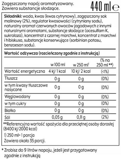 Sodastream Αναψυκτικό Raspberry Συμπυκνωμένο Χωρίς Ανθρακικό & Ζάχαρη σε Κουτί B03799 440ml