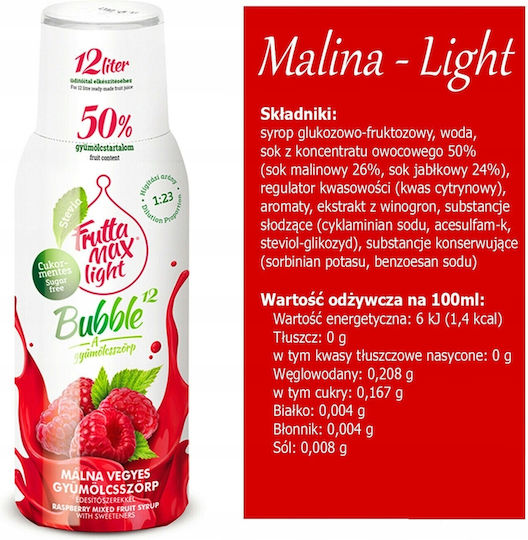 Fruttamax Raspberry Light Syrup 500 Ml
