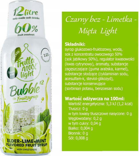 Fruttamax Sirop ușor cu lămâie și mentă 500ml