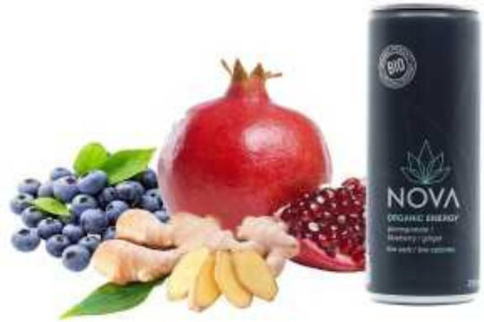 Energy-drink Pomegranate Blueberry Ginger Nova Organic Energy 250ml