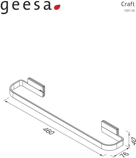 Geesa Ράγα Μπάνιου Μονή Επιτοίχια με Βίδες ​45x45cm Inox Ασημί