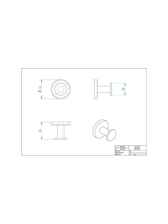 Verdi Omicron Single Wall-Mounted Bathroom Hook ​4.4x4.4cm Green