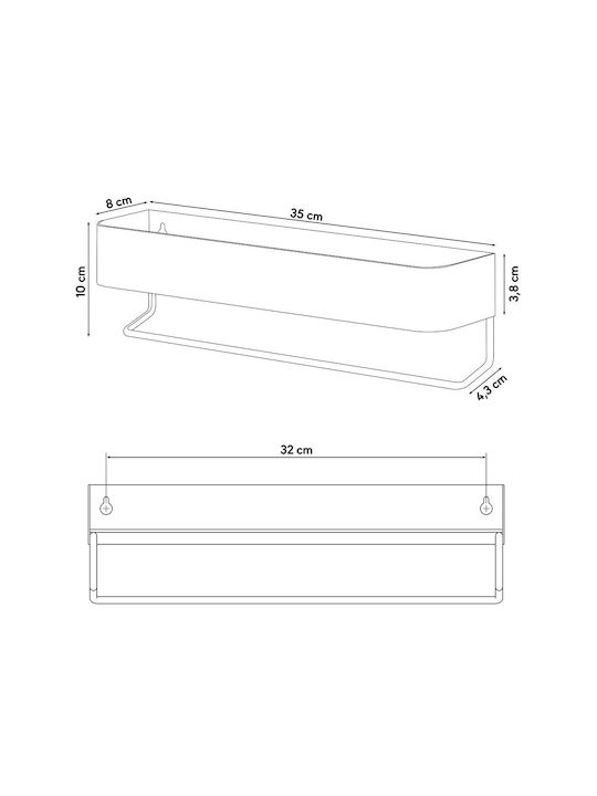 Sealskin Brix Ραφιέρα Μπάνιου Μονή Επιτοίχια με Βίδες ​35x10cm Λευκή