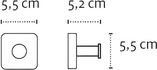Kapitan Άγκιστρο Μπάνιου Μονό με Βίδες ​5.5x5.5cm Inox Λευκό