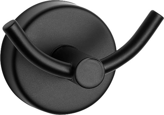 Karag Moderno Double Wall-Mounted Bathroom Hook 6x6cm Inox Black Karag Moderno Double Wall-Mounted Bathroom Hook 6x6cm Inox Black