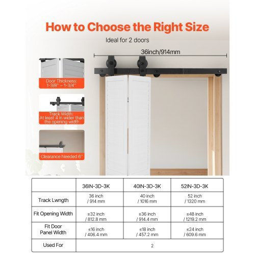 Vevor Sliding Door Mechanism 91.44cm Black