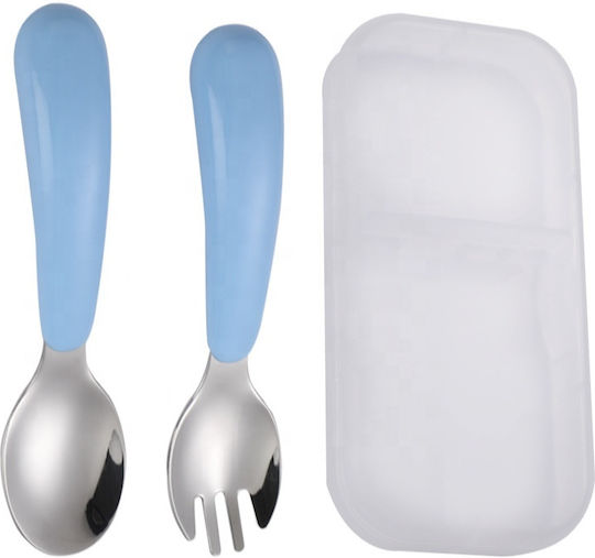 bebeLOGIC Set de hrănire din Metal Albastru 3buc