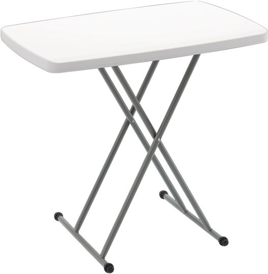 Plastic Masa pentru spații exterioare mici Pliabil cu schelet metalic Alb 76.5x49.5x71.5buc