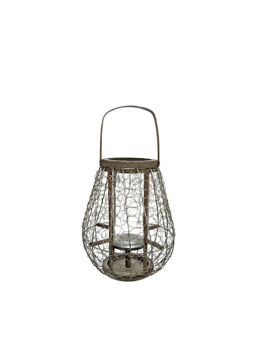 Art et Lumiere Φαναράκι Μεταλλικό Επιδαπέδιο Μπεζ 26x26x32εκ.
