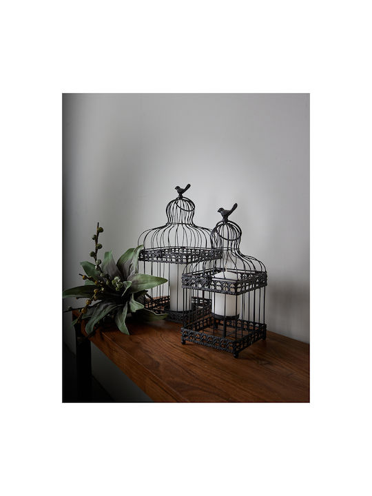 InTheBox Daisy Deco Σετ Φαναράκια Μεταλλικά Επιδαπέδια Μαύρα 2τμχ