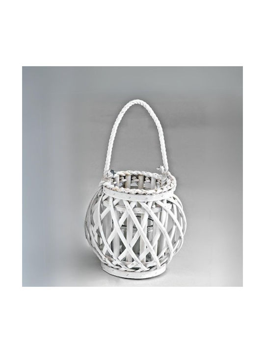 Palma Emporio Tabletop Wooden Lantern White 20cm