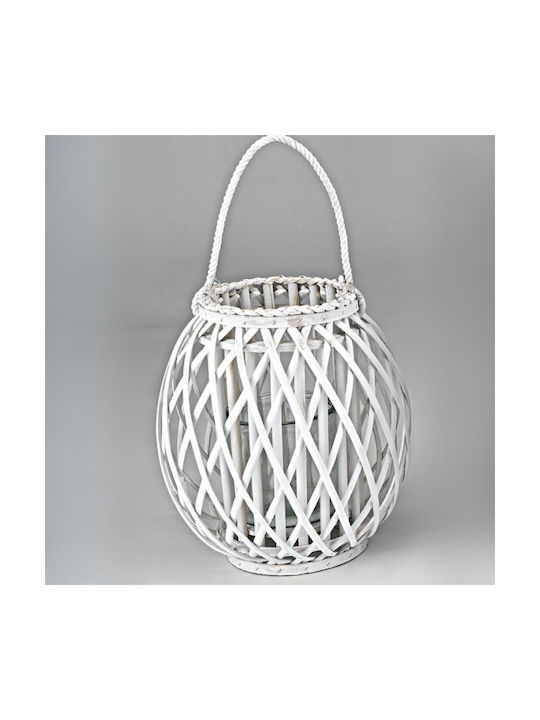 Palma Emporio Tabletop Wooden Lantern White