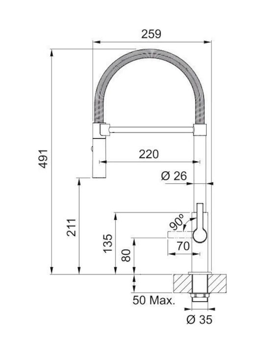 Franke Maris Slim Semi Pro Kitchen Counter Flexible Silver Faucet