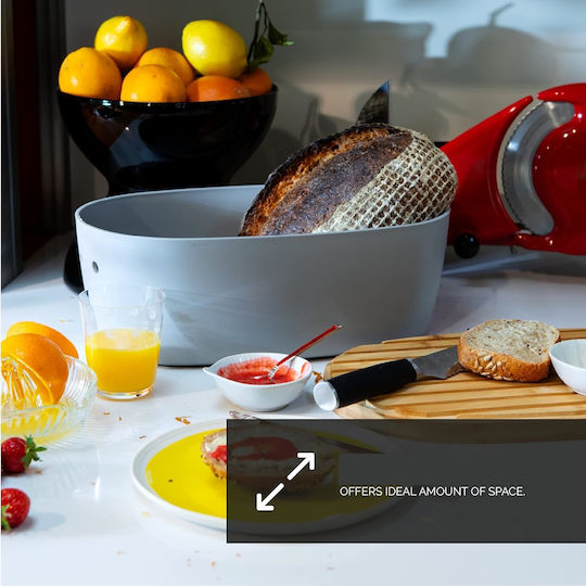 Dolce Mare Bread Box with Lid Plastic Gray 38.1x25.4x15.2cm