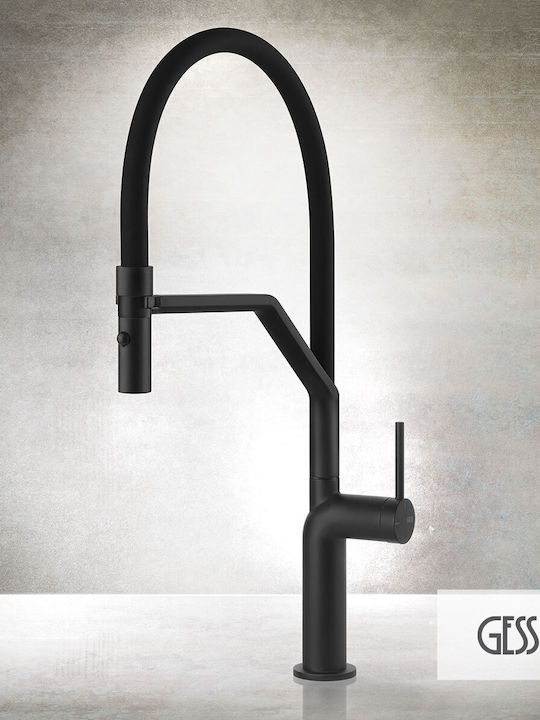 Gessi Stello Groß U-förmig Küchenarmatur Zähler Black Matt