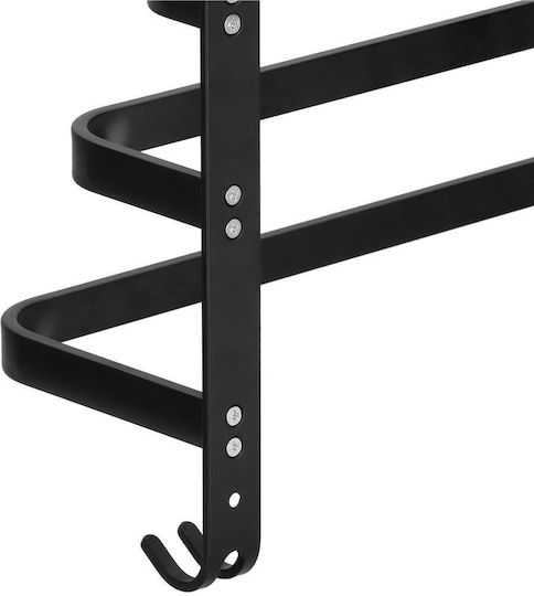 Triple Wall-Mounted Bathroom Freestanding Towel Rack ​49x49cm Black